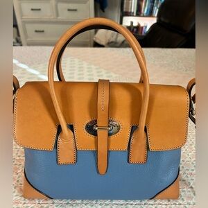 Dooney & Bourke Verona Elisa Satchel In Dusty Blue, Florentine & Pebbled Leather